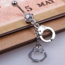 Law Enforcement Handcuff Silver Navel Ring