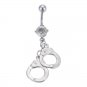Law Enforcement Handcuff Silver Navel Ring