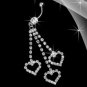 3 Of Hearts Crystal Navel Ring