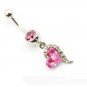 Crystal Heart Navel Belly Button Ring - 4 Colors Available