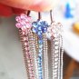 Flower Long Tassel Crystals Navel Belly Button Ring ~ 3 Colors Available