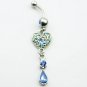 Heart & Teardrop Crystals Navel Belly Button Ring ~ 4 Colors Available