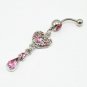 Heart & Teardrop Crystals Navel Belly Button Ring ~ 4 Colors Available