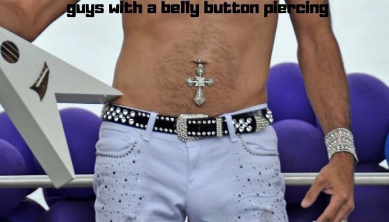 Men Silver Zircon Crystal Cross Navel Barbell