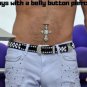 Men Silver Zircon Crystal Cross Navel Barbell