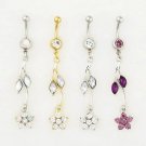 Crystal Star/Flower Navel Belly Button Ring - 3 Colors Available
