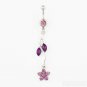 Crystal Star/Flower Navel Belly Button Ring - 3 Colors Available
