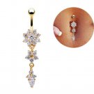 Flower Long Dangle Tassel Crystals Navel Ring