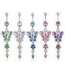 Butterfly Crystals Navel Belly Button Ring ~ 5 Colors Available