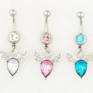 Flying Angel Crystal Navel Belly Button Ring - 3 Colors Available