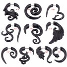 Black Geometric Acrylic Spiral Ear Taper Stud Earring