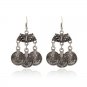 3 Asian Coin Dangle Earrings Silver