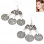3 Asian Coin Dangle Earrings Silver