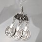 3 Asian Coin Dangle Earrings Silver