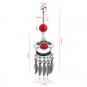 Ruby Red Stone & Crystal Feather Dangle Navel Ring
