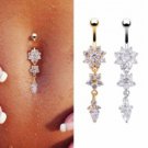 Floral Navel Belly Ring Stainless Steel  3 Tones Available