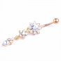 Floral Navel Belly Ring Stainless Steel  3 Tones Available