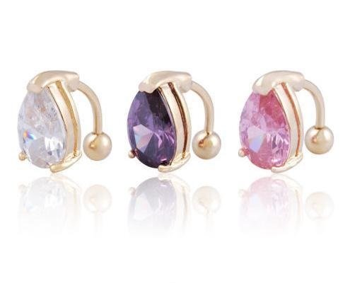 Tear Drop Crystal Navel Belly Button Bar 3 Colors Available
