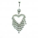 Dangle Crystal Clear Heart Belly Button Ring