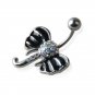 Elephant Iridescent Crystals Belly Button Ring