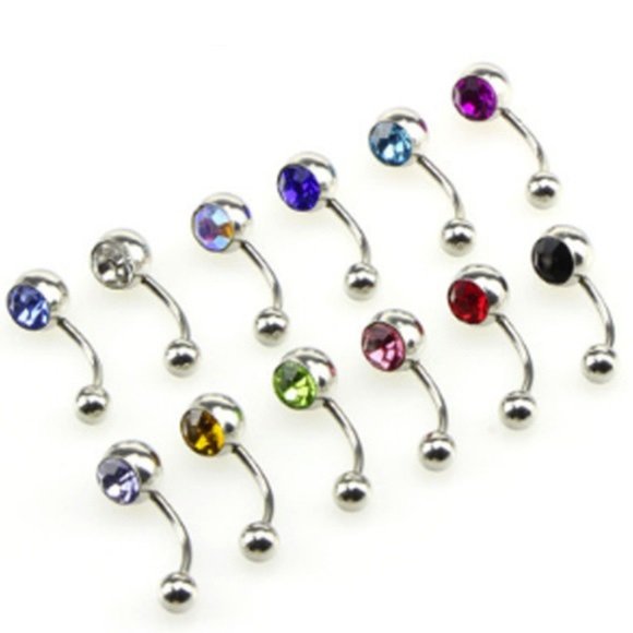 Birthstone Surgical Stainless Steel Navel Barbell Ring