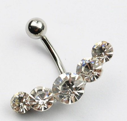 5 - Clear Crystals Navel Ring