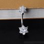 Daisy Zircon Crystal Navel Belly Ring Stainless Steel