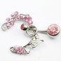 Horseshoe Design Pink Crystals Navel Ring