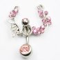 Horseshoe Design Pink Crystals Navel Ring