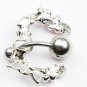 Horseshoe Design Pink Crystals Navel Ring