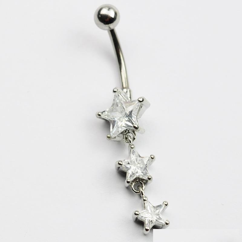 3-Stars Zircon Navel Ring