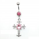 Roman Cross Crystal Navel Ring  ~ 3 Colors