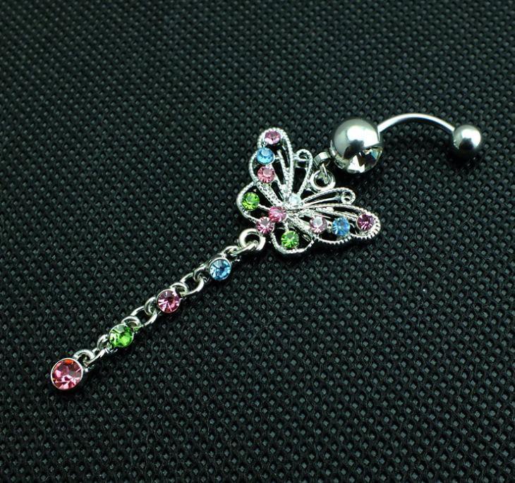 Colorful Butterfly Crystal Navel Ring