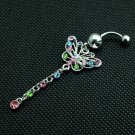 Colorful Butterfly Crystal Navel Ring