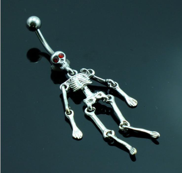 Flexible Skeleton W/ Red Eyes Navel Ring