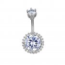 Round Wrapped Zircon Crystal Heart Navel Bar Barbell