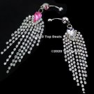 Long Dangling Crystals Navel Belly Button Ring  ~ 2 Colors