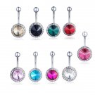 Zircon Crystal Flower Burst Navel Belly Ring ~ 6 Colors Available
