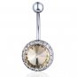 Zircon Crystal Flower Burst Navel Belly Ring ~ 6 Colors Available