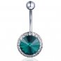 Zircon Crystal Flower Burst Navel Belly Ring ~ 6 Colors Available