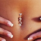 Zircon Hearts & Flower Crystals Gold Navel Ring