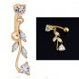 Zircon Hearts & Flower Crystals Gold Navel Ring