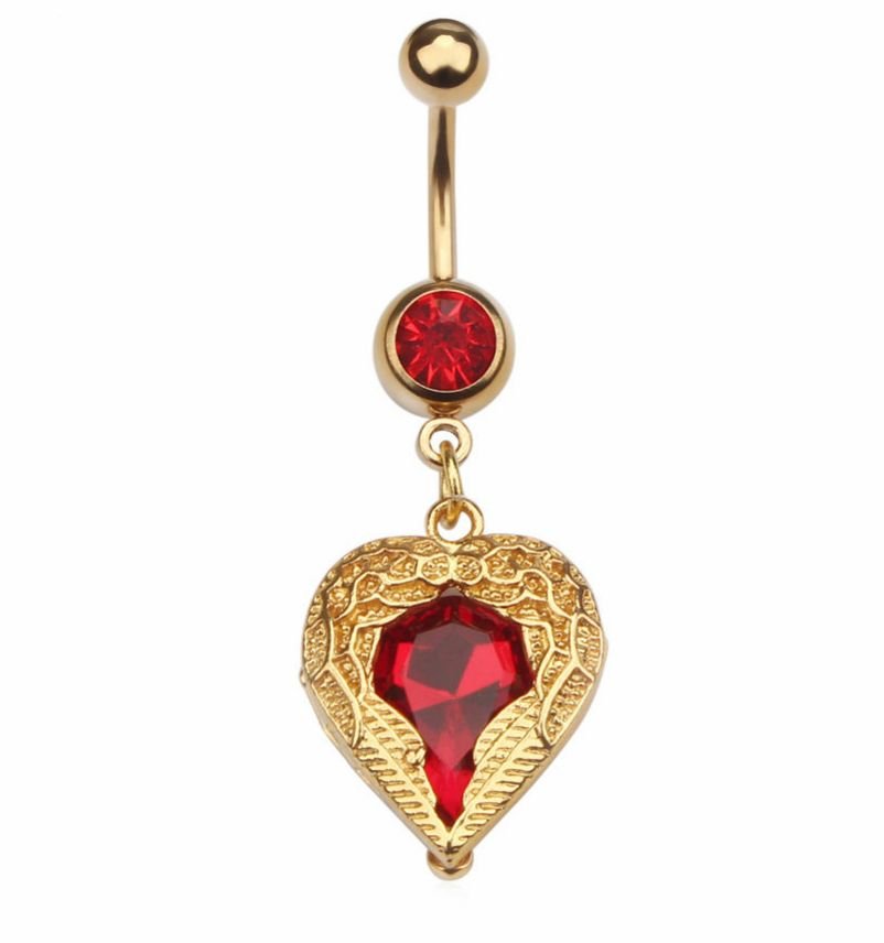 Wing Hearts Set Navel, Earrings & Necklace