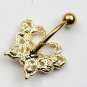 Gold Colorful Crystal Butterfly Navel Ring