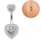 Zircon Double Heart Crystal Navel Ring ~ 3 Colors Available