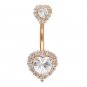 Zircon Double Heart Crystal Navel Ring ~ 3 Colors Available