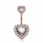 Zircon Double Heart Crystal Navel Ring ~ 3 Colors Available