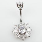 Multi Faceted Zircon Sun Burst Navel Ring