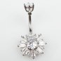 Multi Faceted Zircon Sun Burst Navel Ring