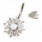 Multi Faceted Zircon Sun Burst Navel Ring